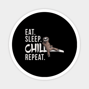Funky Relaxed Lazy Sloth Eat Sleep Chill Repeat Magnet